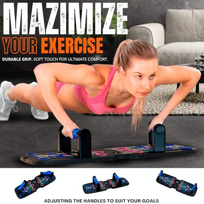 Clikshop Push Up Board – Foldable Push Up Bar System with Resistance Bands | Perfect Pushups for Men | Portable Pushup Board & Calisthenics Equipment for Strength Training at Home or Gym