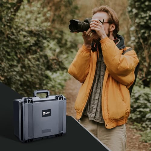 Lykus PVC1 Hard Case with Dividers for Cameras,Lenses,DJI Mavic/Air/Mini - color: Black PVC1