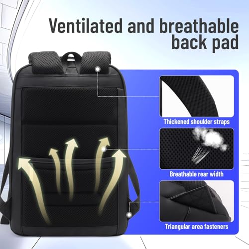 JODEBES Work Backpack, 15.6 Inch Laptop Backpack with USB Charging Port & TSA Lock, Waterproof Travel Carry On Bag for Men Women, Black - color: 20193-black
