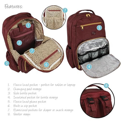 Hudson Baby Unisex Baby Premium Diaper Bag Backpack and Changing Pad, Burgundy, One Size - color: Burgundy