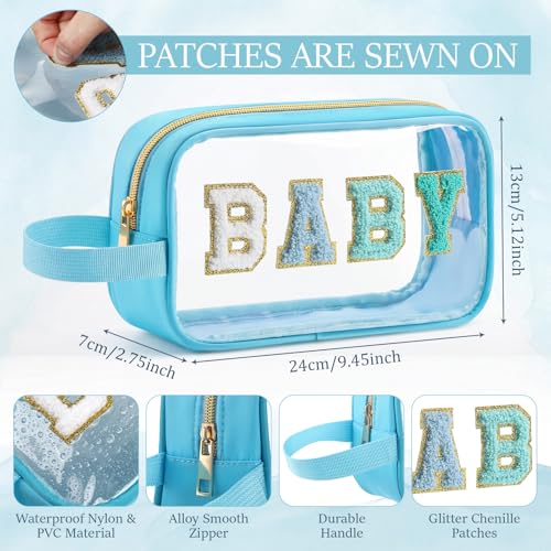 Kacctyen Baby Toiletry Bag Clear Diaper Bag Baby Bottle Travel Pouch Diaper and Wipes Organization Chenille Letter Cosmetics Nylon Waterproof Travel Pouch for Women - color: Blue, style: Baby