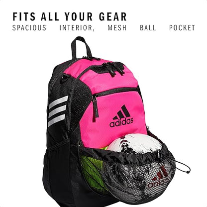 adidas Stadium 4 Soccer Backpack – Team Sports Bag with Ball Pocket, 36L - color: Shock Pink/3.0