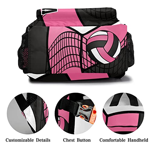 Personalized Volleyball Pink Black White Multifuction Backpack with Name Text for Women Men Gift - color: Backpack 2