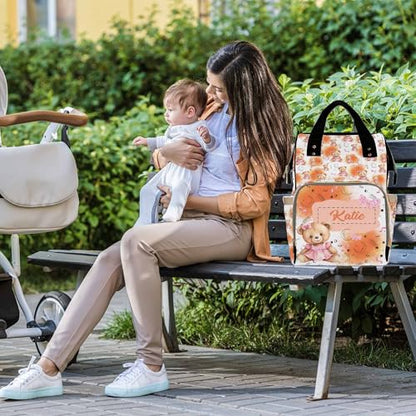 Custom Diaper Bag for Girls Personalized Diaper Bag Backpack &Insulated Water Bottle with Name Custom Monogram Baby Travel Bag Nursing Diaper Mommy Backpack with Adjustable Shoulder Straps Nappy Bag - color: Design 03