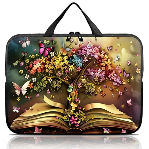 14 15 15.4 15.6 inch Laptop Handle Bag Computer Bag, Pouch Holder Notebook Sleeve Cover Soft Case Compatible for Dell,Lenovo,Toshiba HP, Asus Notebook-Books Grow Trees and Butterflies - color: Books Grow Trees and Butterflies