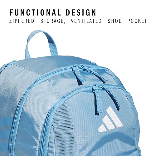 adidas Stadium 4 Soccer Backpack – Team Sports Bag with Ball Pocket, 36L - color: Light Blue