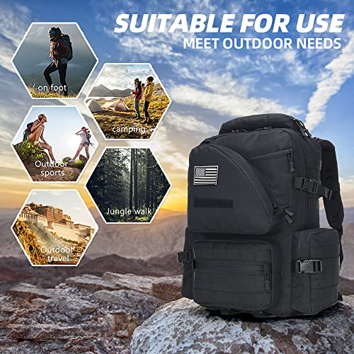 Lovelinks21 Hiking Trekking Rucksack Military Hiking Backpack 3 Day Molle Assault Pack Waterproof EDC Bag for Outdoor - color: Black-2