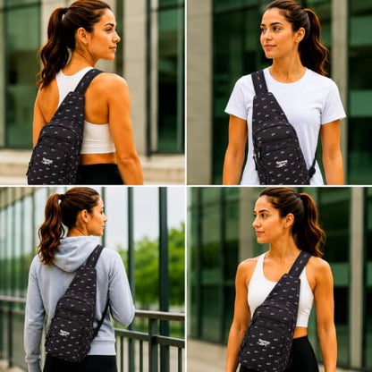 Reebok Unisex Crossbody Bag - Convertible Compact Durable Cross Body Bag for Women and Men - Gym and Travel Essentials, Size One Size, Cosmos Black Ombre - color: Cosmos Black Ombre