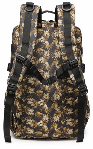 Wotony Military Tactical Backpack for Men Waterproof Daypack 3 Day Assault Pack Molle Bag with Water Bottle Holder - color: Yellow Maple Leaves, size: 30L