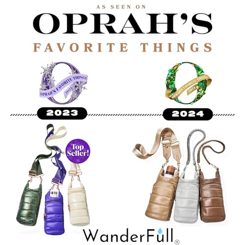 WanderFull HydroBag Handle®, Vegan Leather Hands-Free Crossbody 40 Oz Water Bottle Carrier w/Strap Bundle - color: Ivory