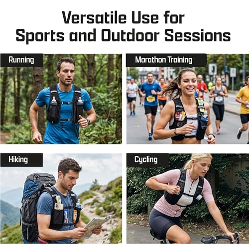 Tomum Running Vest for Women Men - Hydration Backpack Water Bottle Runner Vest for Hiking Trail Run Marathon Jogging - Lightweight Reflective Runners Vests Water Bag Back Pack with Phone Pocket