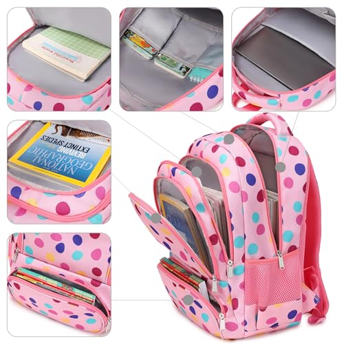 abshoo Lightweight Kids Backpack For School Girls Elementary Kindergarten Bookbag School Bags (Colourful Polka Dots) - color: Colourful Polka Dots