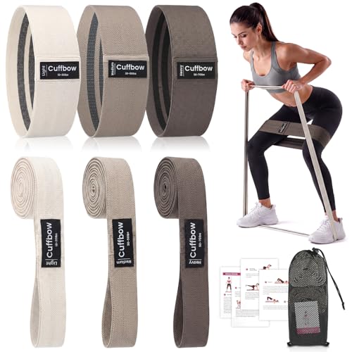 Cuffbow 6 Pcs Fabric Resistance Bands for Working Out Non Slip Exercise Bands for Men and Women Booty Workout Stretch Exercise Band for Legs Exercises Resistance Band for Fitness, Yoga