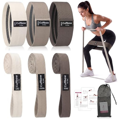 Cuffbow 6 Pcs Fabric Resistance Bands for Working Out Non Slip Exercise Bands for Men and Women Booty Workout Stretch Exercise Band for Legs Exercises Resistance Band for Fitness, Yoga
