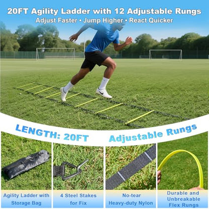 Soccer Goals for Backyard Soccer Goal 12x6 Big 10x6.5 8x6 6x4FT Soccer Goals for Youth Adults and Kids Large Metal 2" Goal Post with Agility Ladder and Target Net Soccer Cones Practice Equipment - style: 8×6 FT