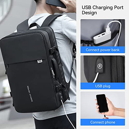 MARK RYDEN Travel Backpack for Men, 40L Airline Approved Carry on Backpack with USB Charging Port, 17.3 Inch Waterproof Business Laptop Backpack (12.6 x 8.0 x 19.6 Inch) - color: Black