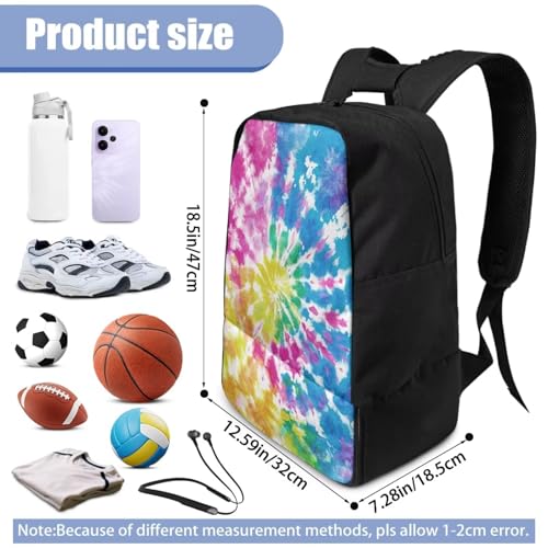 18.5in Basketball Backpack Basketball Bag with Shoe Compartment & Ball Holder, Waterproof Bag for Soccer Volleyball - color: Colorful Round Tie-Dye Print