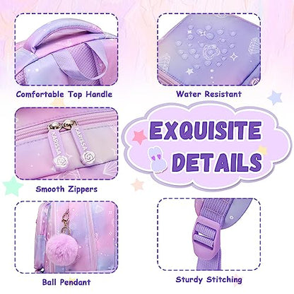 PIG PIG GIRL Kids Backpack for Girls - School Bags for Middle School Students - Book Bag for Elementary Primary - Kawaii Ita Backpack - Purple - color: Purple