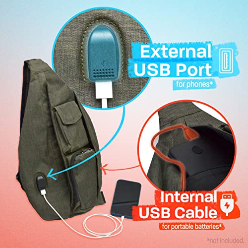 Nupouch Rucksack Pickleball Bag, Anti-Theft Crossbody Sling, USB Charging Connector Port, Backpack, Blue Camo - color: Blue Camo