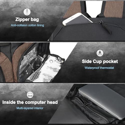 LARIPOP Basketball Backpack with Ball & Ventilated Shoe Compartment Insulated Pockets for Men Training - color: brown
