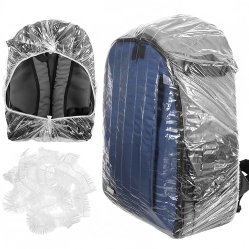 Molain 10 Pack Backpack Rain Cover, Disposable Waterproof Lightweight Backpack Cover Elastic Covers Protector Disposable Rain Covers for Backpacks Outdoor Hiking Cycling Camping Travel Emergency