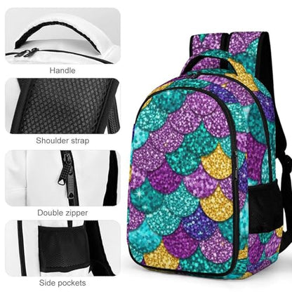 Casual Laptop Backpack Purse Colorful Mermaid Fish Scales, Cute Travel Bag with Tumbler Holder for Nurse Teacher College Commute - color: Pattern (343)