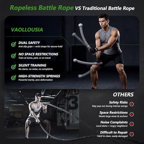 Weighted Ropeless Battle Ropes for Home Gym&Travel - 2 Pack Cordless Portable Battle Ropes, Exercise Rope Sticks for HIIT, Strength & Cardio, Fitness Enthusiasts and Athletes