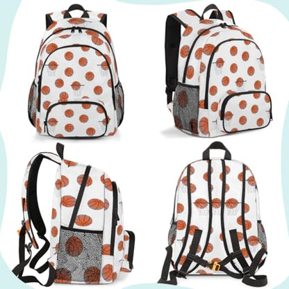 Basketball Laptop Backpack for Women Men, White Work Travel Computer Backpacks, 18.3 Inch Large Computer Nurse Teacher Bags Casual Daypack - color: Multicolor 15