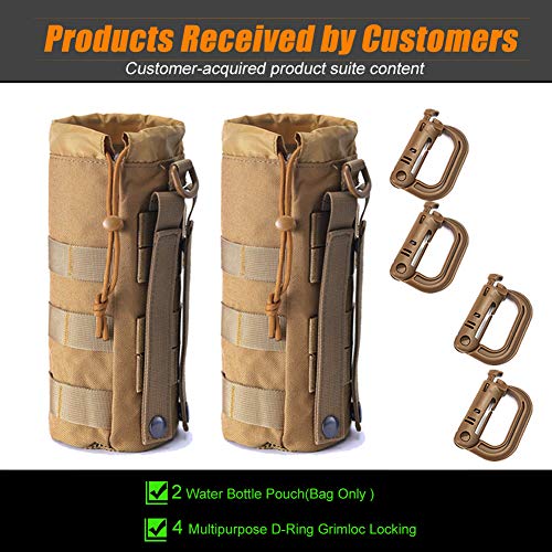 Upgraded Tactical Drawstring Molle Water Bottle Holder Tactical Pouches - color: TAN-2-4