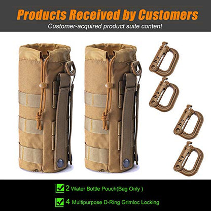Upgraded Tactical Drawstring Molle Water Bottle Holder Tactical Pouches - color: TAN-2-4