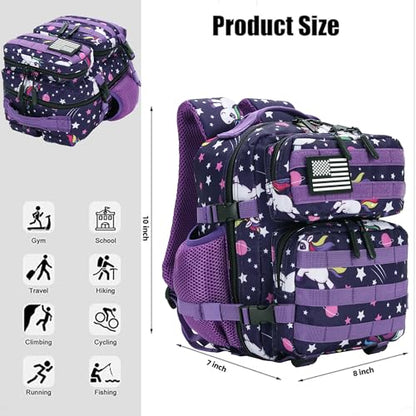 9L Mini Tactical Backpack for Men and Women Tactical Backpack Small for Hiking Small Tactical Bag Fitness Pack - color: Purplestar