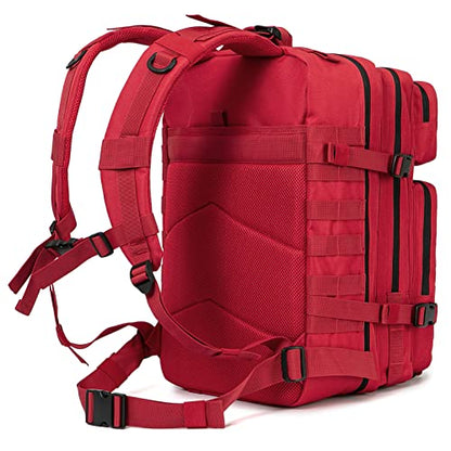 QT&QY 45L Military Tactical Backpacks Molle Army Assault Pack 3 Day Bug Out Bag Hiking Treeking Rucksack… - color: 3.4 Red