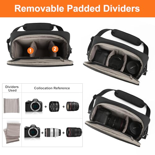 Besnfoto Camera Bag Crossbody Waterproof Sling Purse Case Small Photography Shoulder Messenger Bag Backpack with Tripod Holder for DSLR SLR Mirrorless Camera - color: Black