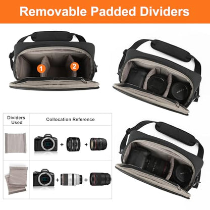 Besnfoto Camera Bag Crossbody Waterproof Sling Purse Case Small Photography Shoulder Messenger Bag Backpack with Tripod Holder for DSLR SLR Mirrorless Camera - color: Black