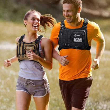 CVLIFE Outdoor Chest Bag for Men, Tactical Chest Pack, Adjustable Running Vest Bag, Lightweight Anti-theft EDC Rig for Hiking - color: Black