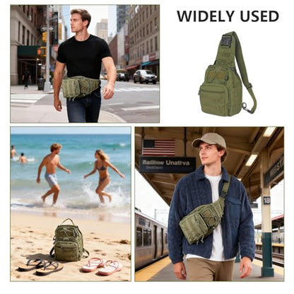Fishing Backpack Small Fishing Tackle Storage Bag with 3 Methods of Carrying Large Capacity Sling Backpack for Outdoor Hiking Travel Hunting (Army Green) - color: Army Green