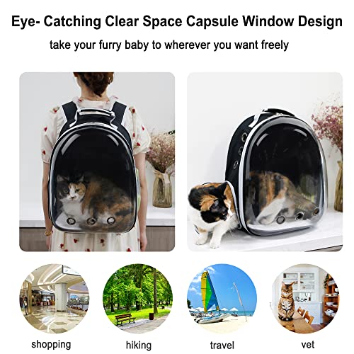 Cat Backpack, Airline Approved Bubble Carrying Bag for Small Medium Dogs Cats, Space Capsule Pet Carrier Dog Hiking Backpack Travel Carrier(Black) - color: Black