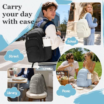 College Backpack For Women Men,High School Backpack with Lots of Pockets - color: A1-black