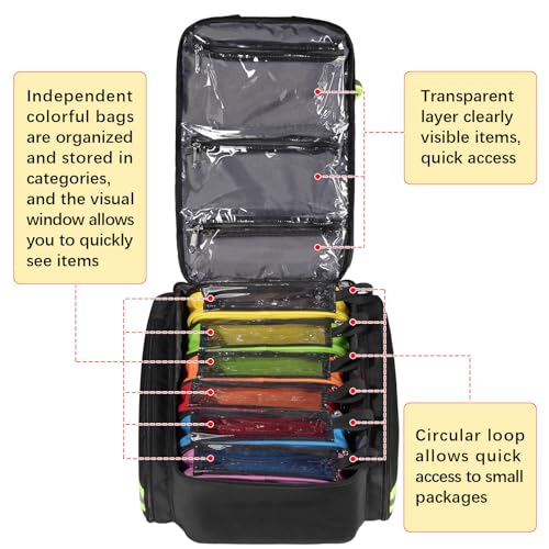 Gatycallaty First Aid Backpack - Medical Evacuation Bag - Red Emergency Lifeguard Bag for Ems Emt First Responders (Black) - color: Black