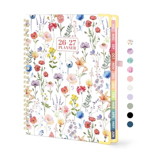 Forvencer Academic Planner 2026-2027, Hardcover Calendar Planner Weekly & Monthly, July 2026 - June 2027, 6" x 8", Daily Agenda with Tabs, College School Organizer for Student Teacher, Floral Style - color: Floral Style, size: 6.3"x8.4" (Jul 2026 - Jun 20