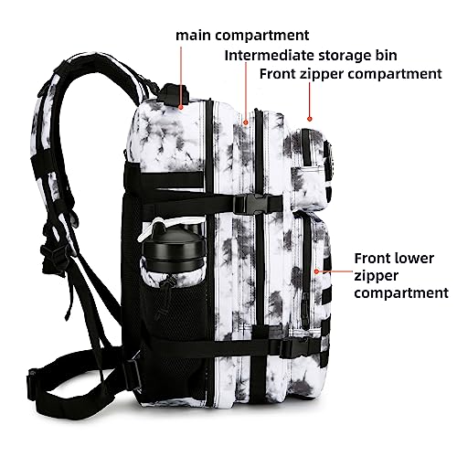 Lovelinks21 45L Tactical Assault Backpack 3 day assault pack with Molle Waterproof backpack Rucksack for Tactical Backpacks (BlackWhite Camo) - color: Blackwhite Camo
