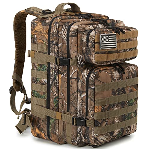 QT&QY 45L Military Tactical Backpacks Molle Army Assault Pack 3 Day Bug Out Bag Hiking Treeking Rucksack… - color: 2.5 Tree Camouflage