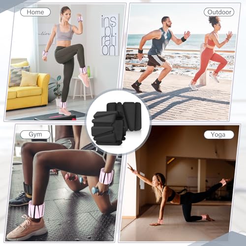 Vinsot Pilates 2Lbs Each(Set of 4) Wrist Ankle Weights for Women, Wearable Arm Leg, Adjustable Weighted Wristbands Arm Leg Weights Suitable for Walking Swimming Running Yoga Gym - color: Black