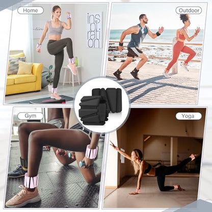 Vinsot Pilates 2Lbs Each(Set of 4) Wrist Ankle Weights for Women, Wearable Arm Leg, Adjustable Weighted Wristbands Arm Leg Weights Suitable for Walking Swimming Running Yoga Gym - color: Black