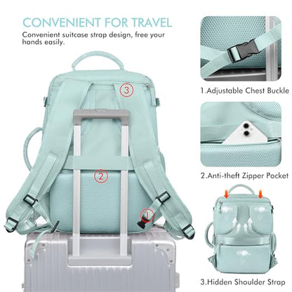 Beraliy Large Travel Backpack for Women Airline Approved, Carry On Backpack, 17 Inch Laptop Backpack, Personal Item Bag Casual Daypack Backpacks, Mint Green - color: Mint Green, size: X-Large