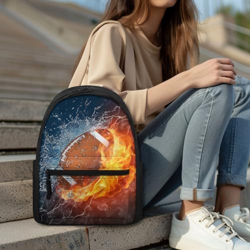 AFPANQZ Men's Backpacks Basketball Fire Print Big Capacity Schoolbags with Front Pocket Bookbag Waterproof Rucksack Multi-function Pockets School Bags for Elementary School - color: Baseball Fire