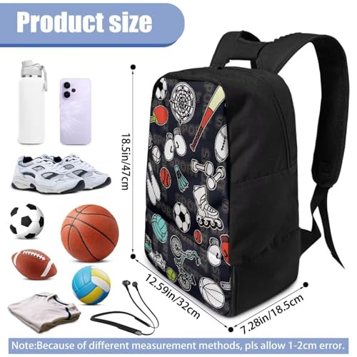 18.5in Basketball Backpack Basketball Bag with Shoe Compartment & Ball Holder, Waterproof Bag for Soccer Volleyball - color: Multi Sports Equipment Print