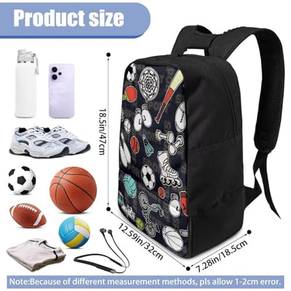 18.5in Basketball Backpack Basketball Bag with Shoe Compartment & Ball Holder, Waterproof Bag for Soccer Volleyball - color: Multi Sports Equipment Print