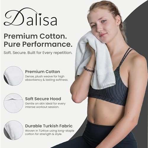 Dalisa Bench Hood Gym Towel – 100% Turkish Cotton – Non-Slip Hooded Design for Weight Benches – 450 GSM – 19.7" x 51.2" – Ultra-Absorbent, Quick-Dry Workout Towel – Made in Türkiye – White - color: White
