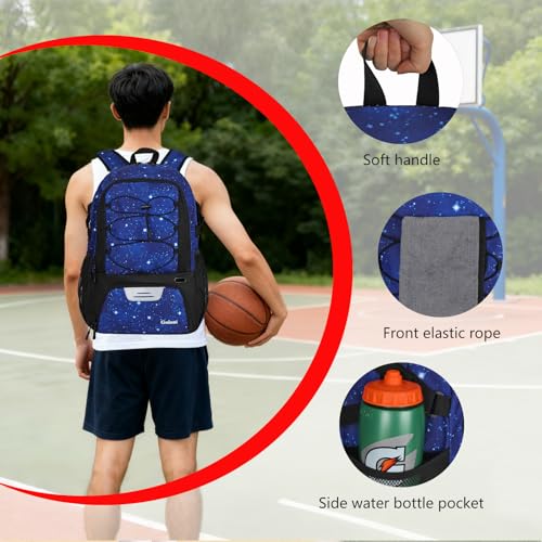 Goloni 40L Basketball Bag,Large Basketball Backpack with Ball Compartment & Shoe Compartment,Backpack for Soccer,Volleyball - color: Starry Sky Blue